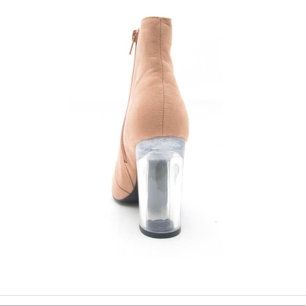 NIB blush suede ankle boots clear block heel - Picture 2 of 4